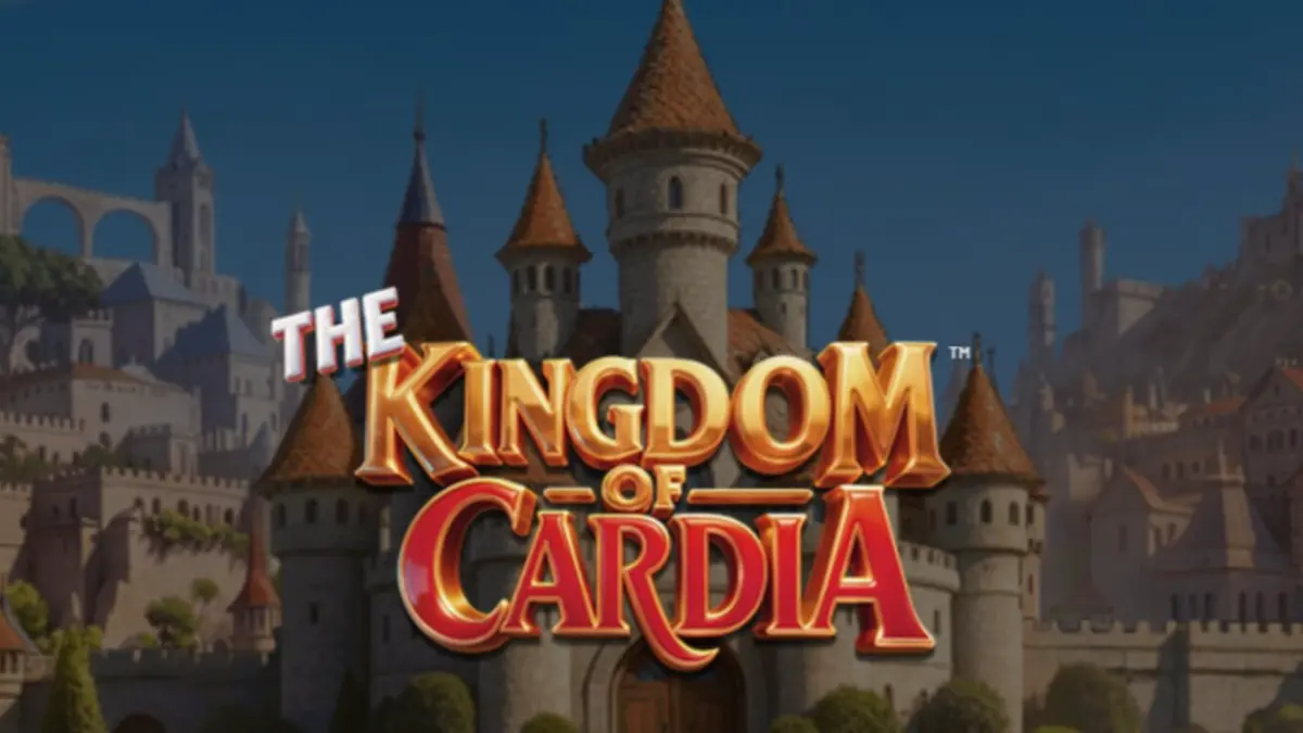 The Kingdom of Cardia slot game interface showing fantasy garden theme